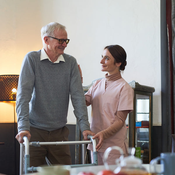 Old man with carer