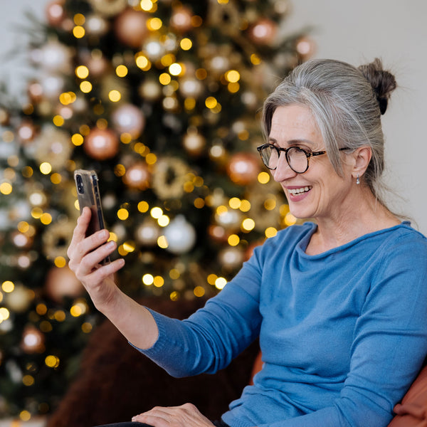 Elderly woman talking on video call