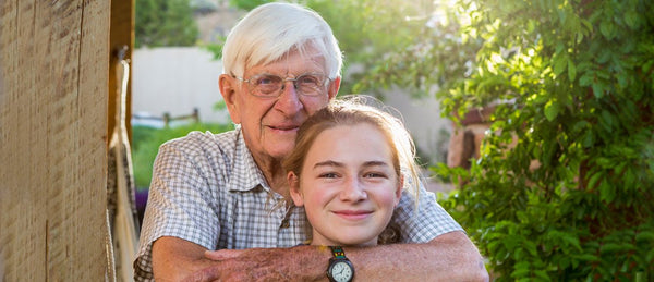 Elderly man with grandaughter