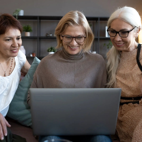 Elderly woman shopping online