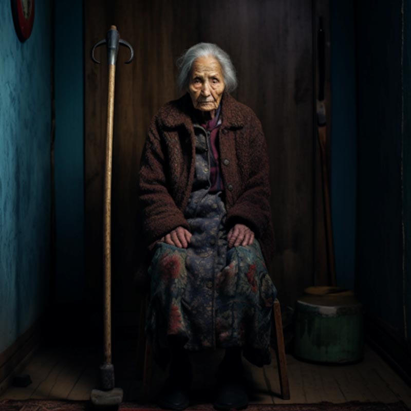 AI generated image of elderly person with mobility issues