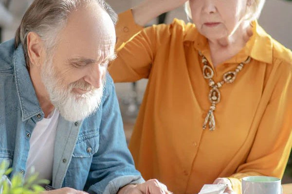 Man with elderly mother