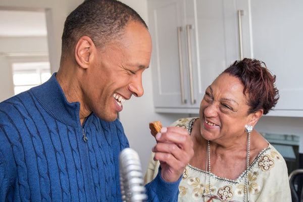 Man with elderly mother