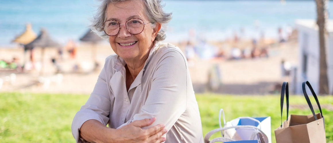 Elderly woman happy after retirement