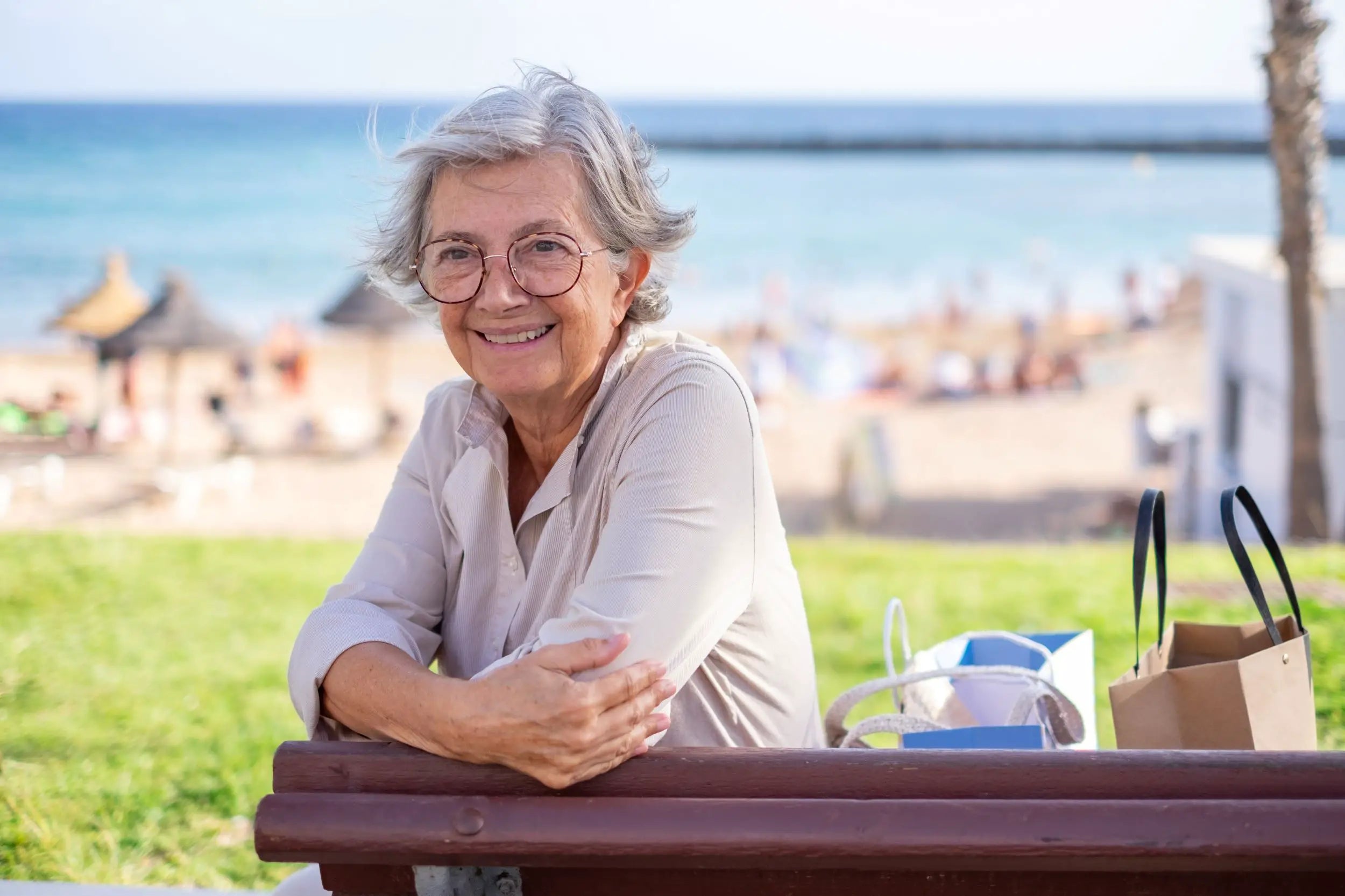 Elderly woman happy after retirement