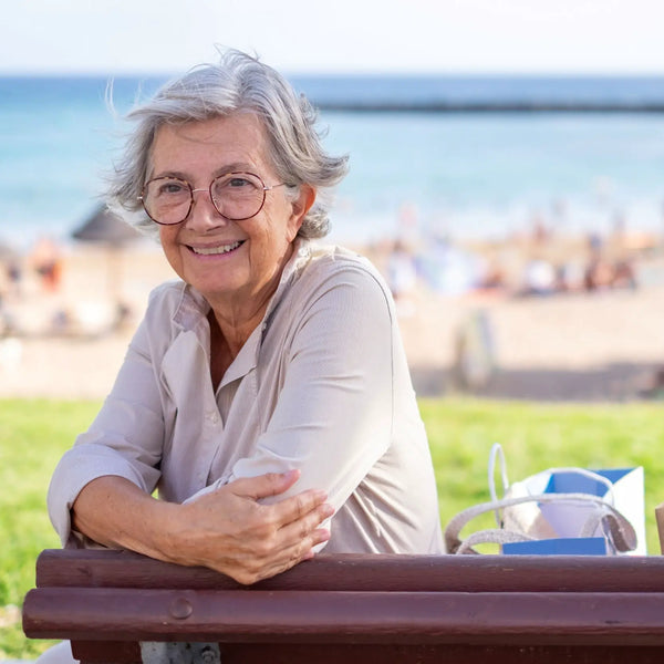 Elderly woman happy after retirement