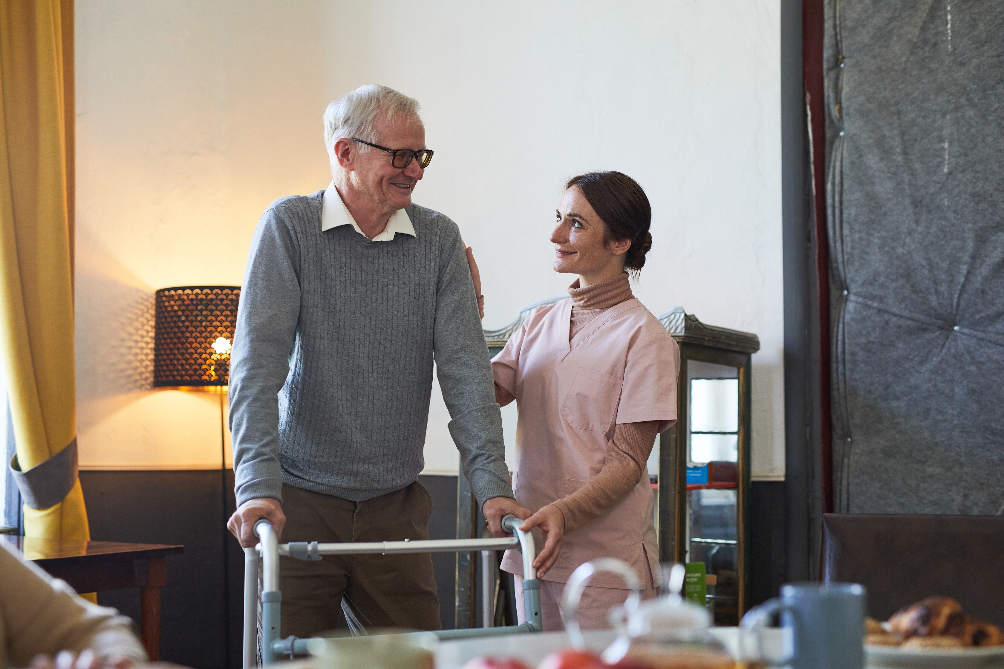 Old man with carer