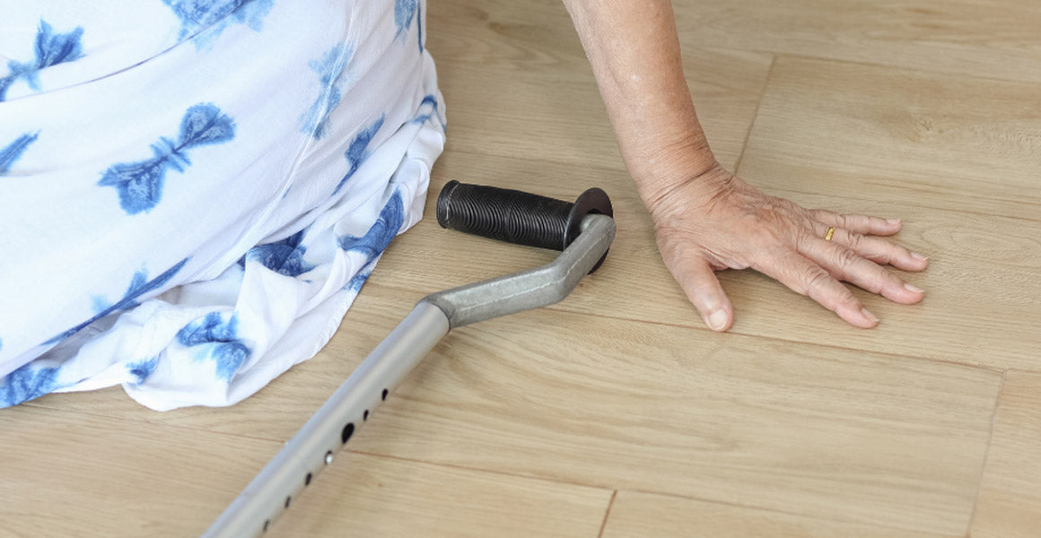 Elderly lady fallen on floor