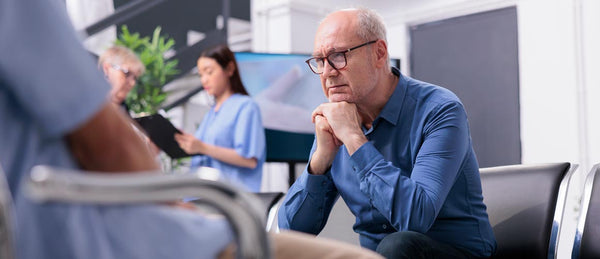 Elderly man dealing with stress