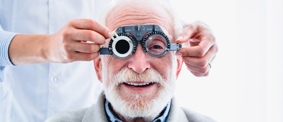 Elderly man at opticians