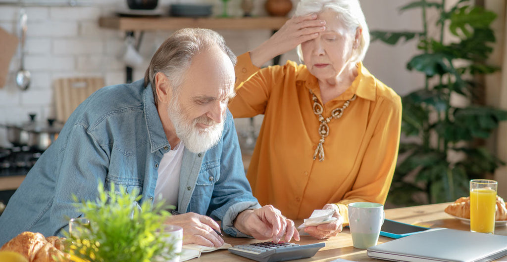 Elderly couple looking at finances