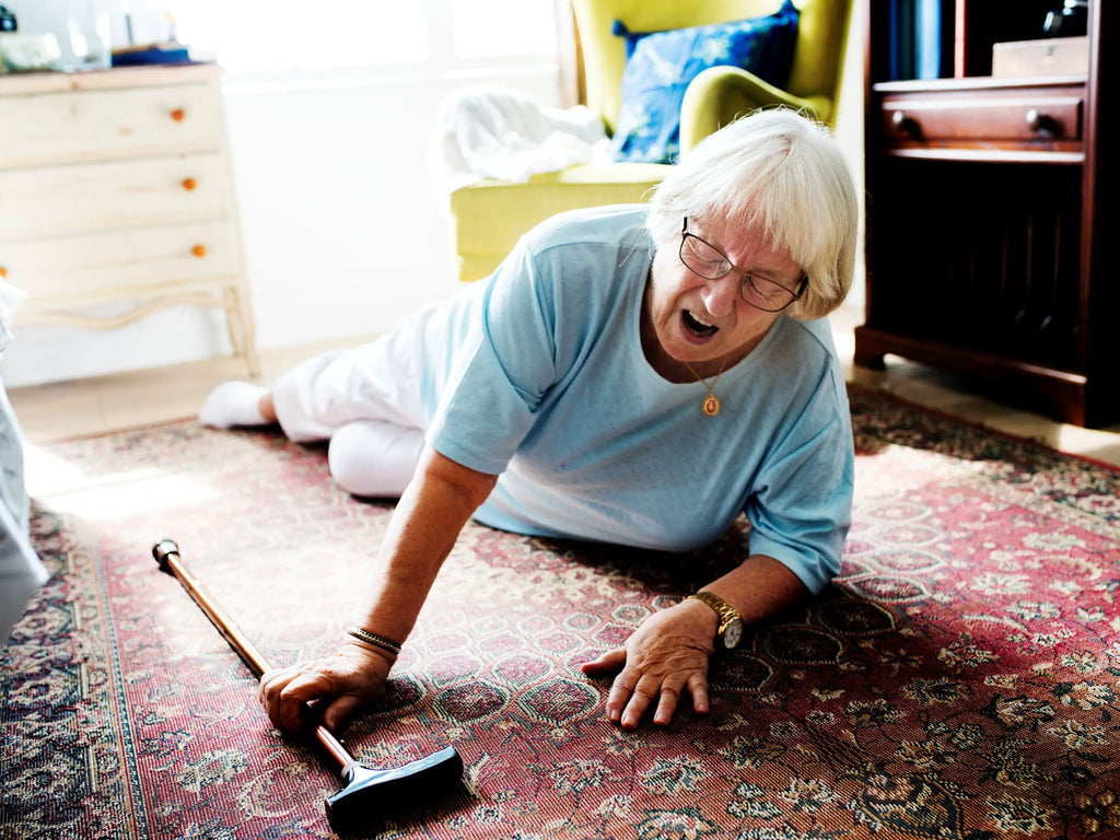 Elderly woman fell on the floor