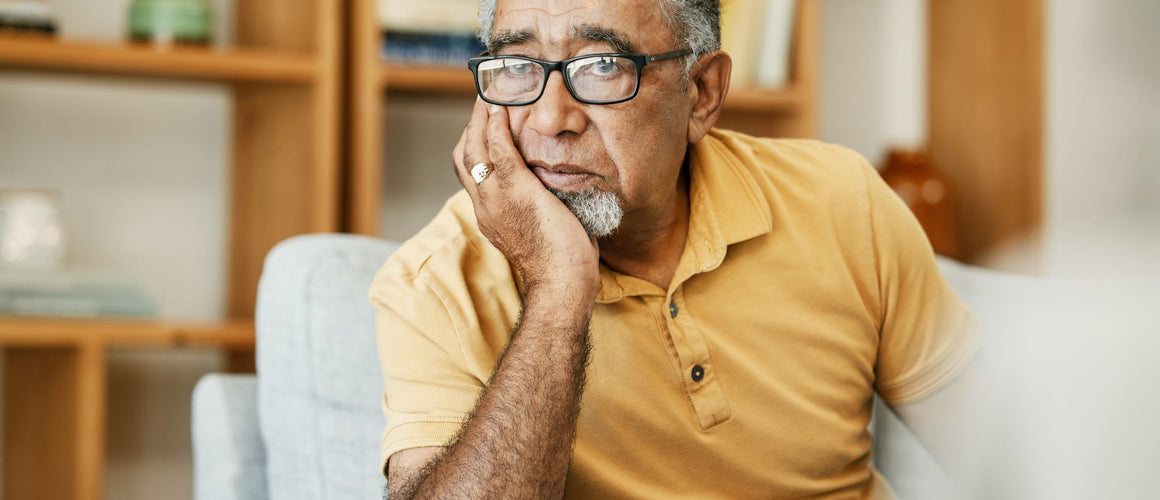 Elderly man feeling stressed