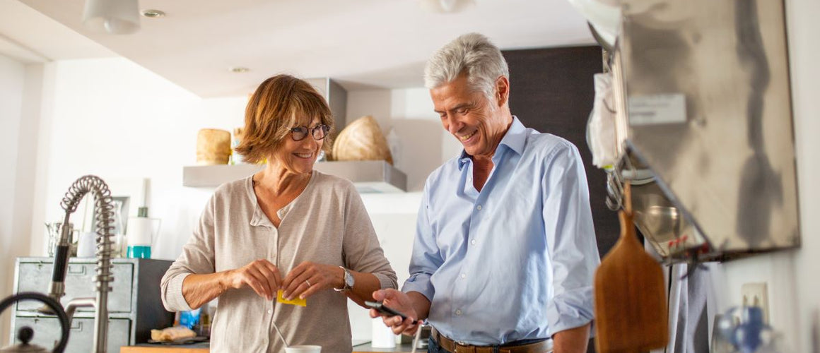 Elderly couple happy with each other