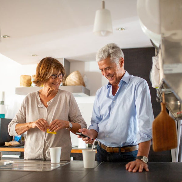 Elderly couple happy with each other