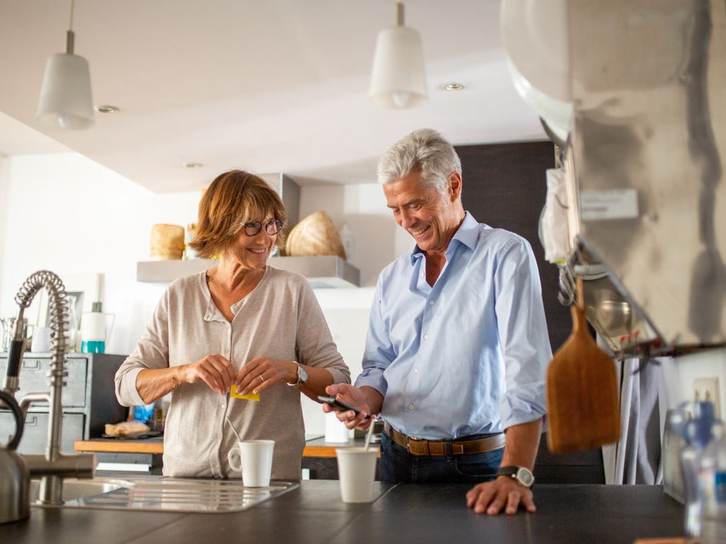 Elderly couple happy with each other