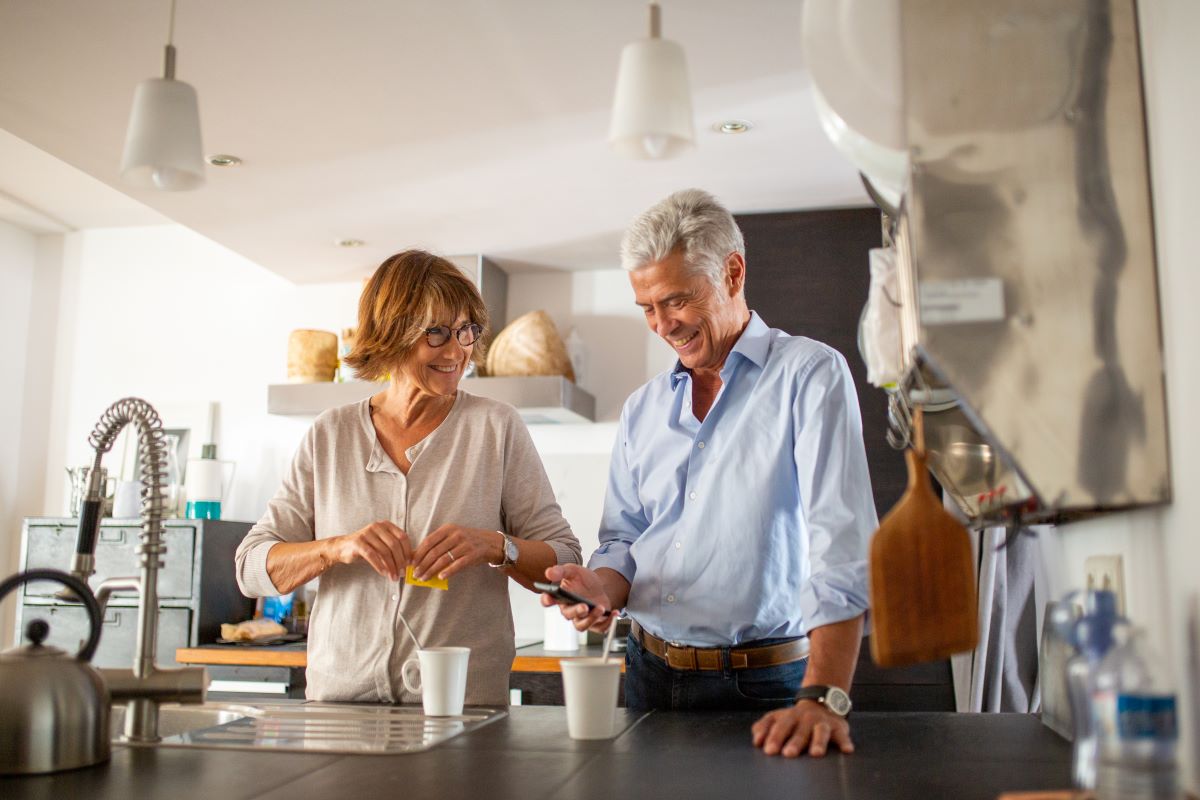 Elderly couple happy with each other