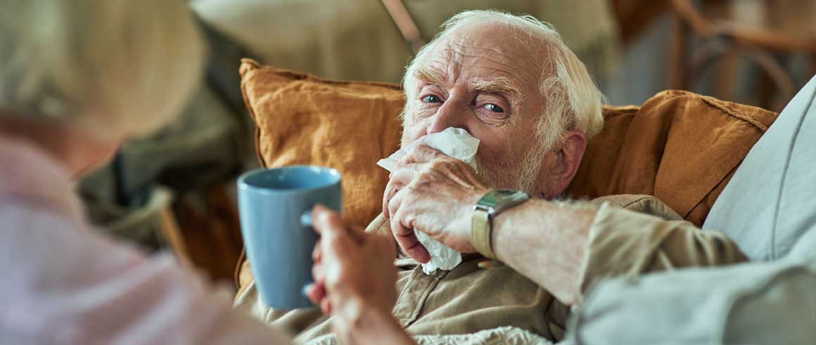 Elderly man with flu