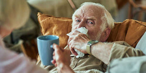 Elderly man with flu