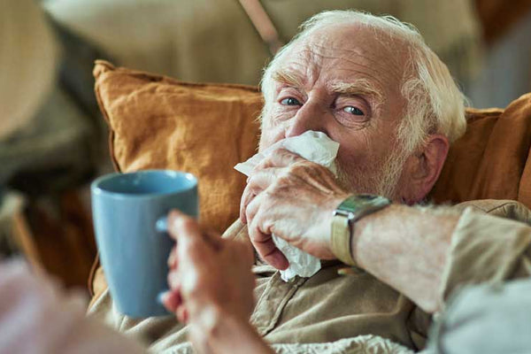 Elderly man with flu