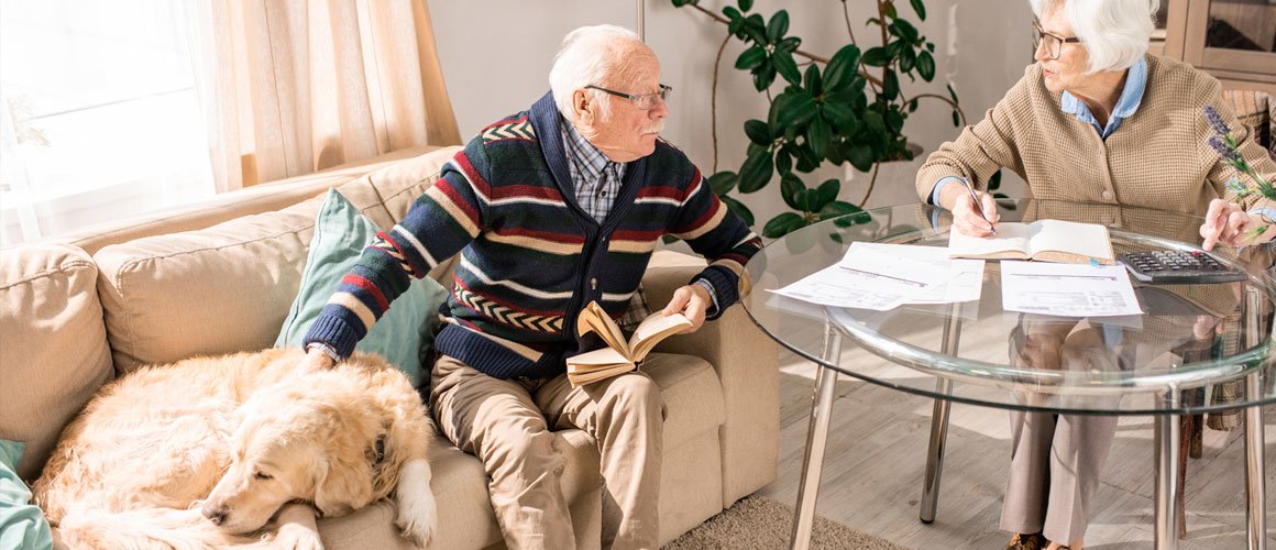 Elderly couple at home