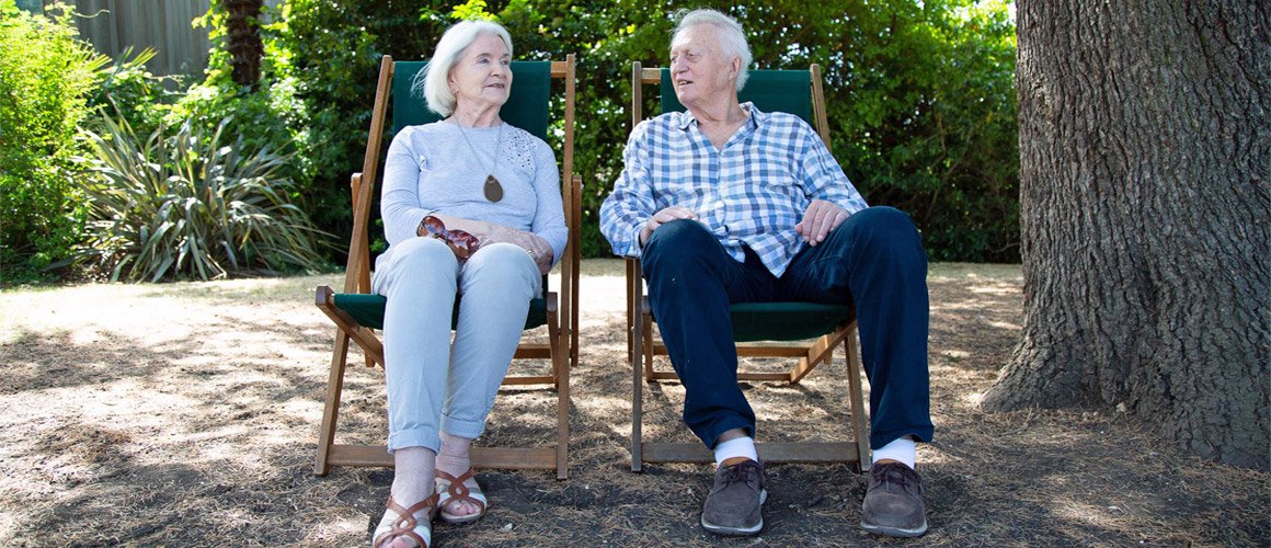 Elderly couple enjoying the sun