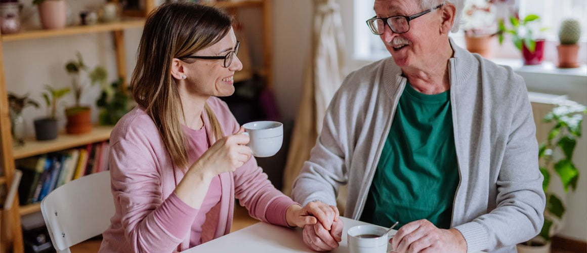 Senior man with younger daughter