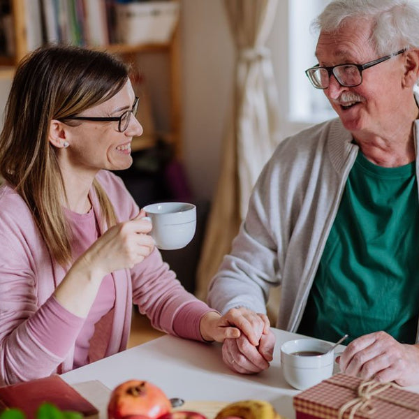 Senior man with younger daughter