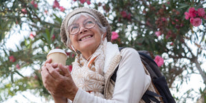 Older independent lady out for a walk 