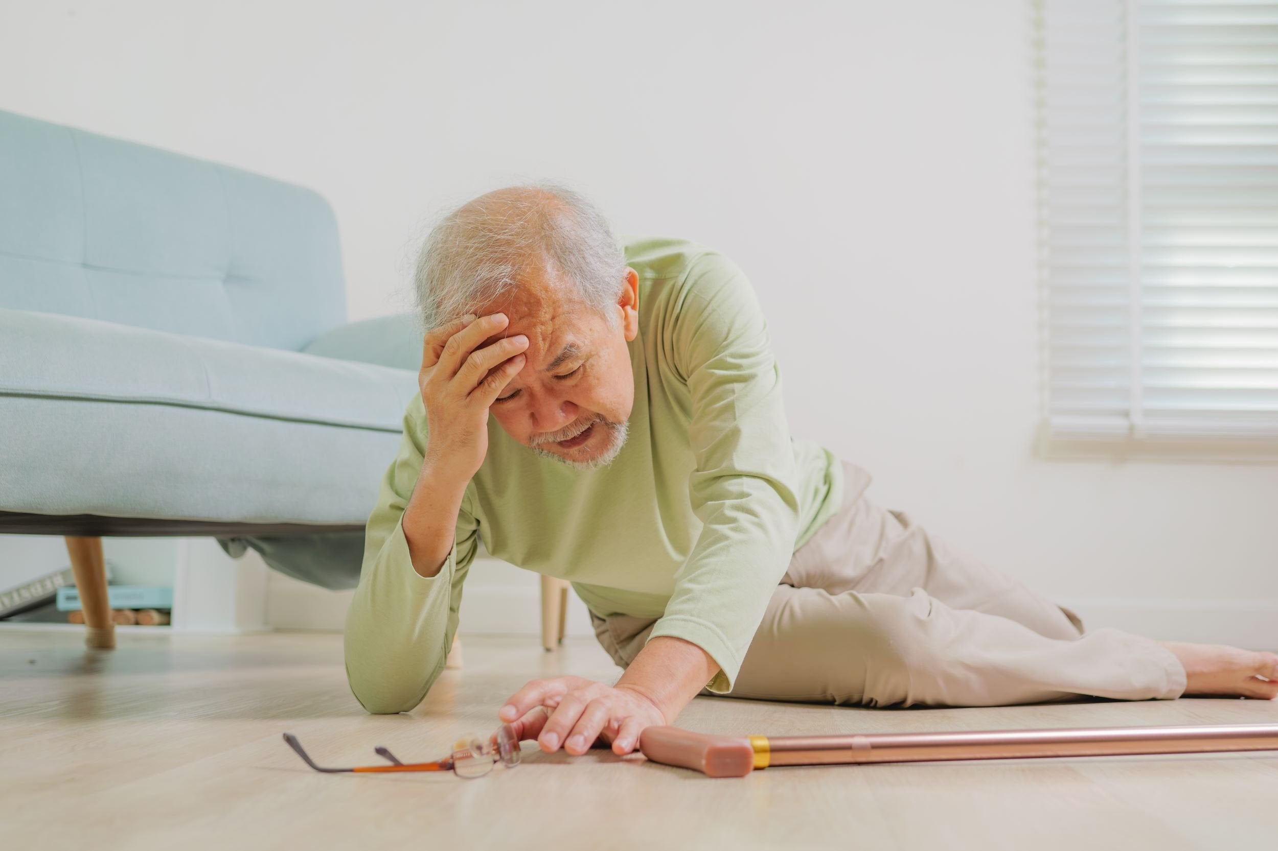 Elderly man having a fall