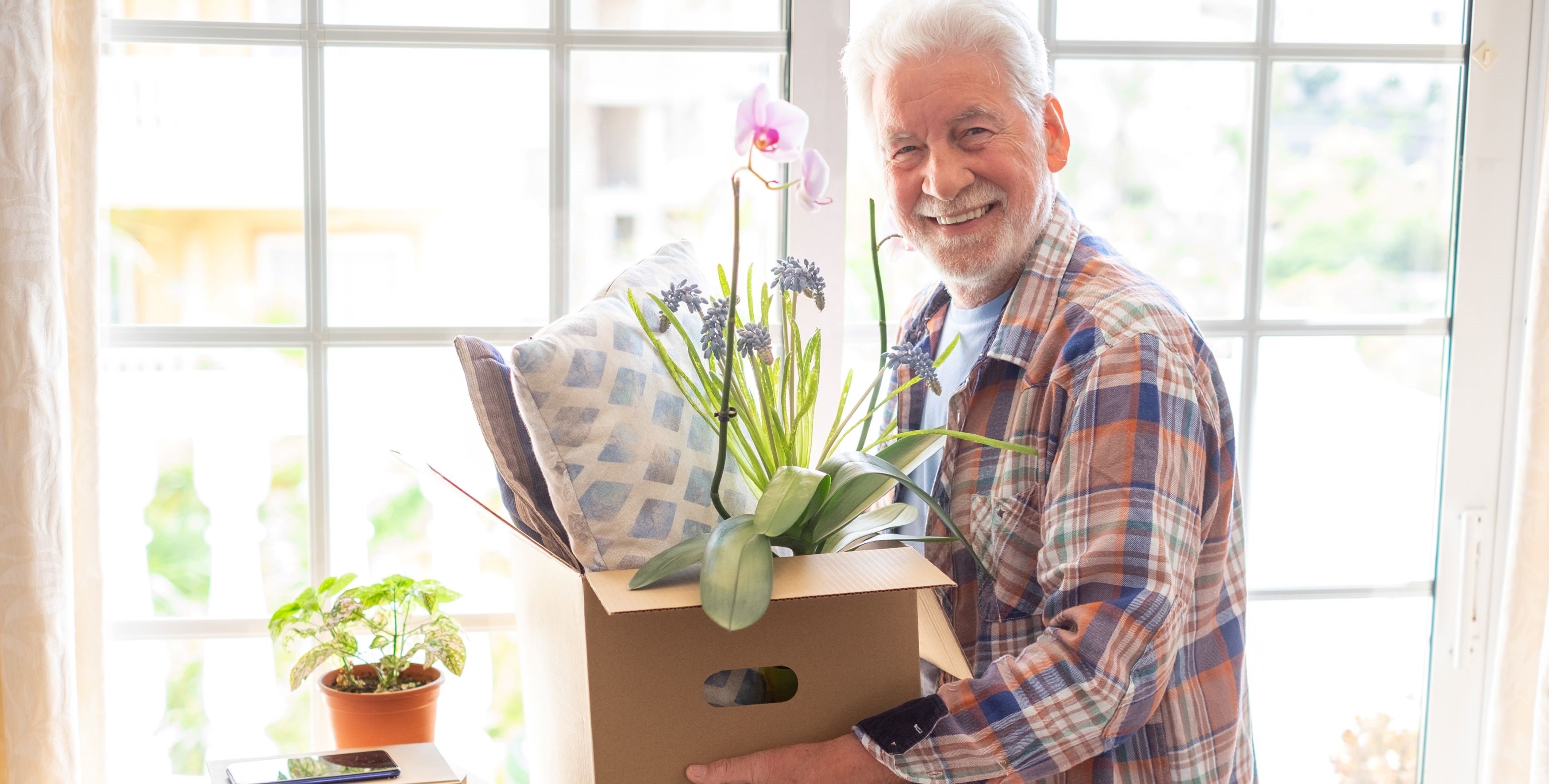 Elderly man feeling independent at home