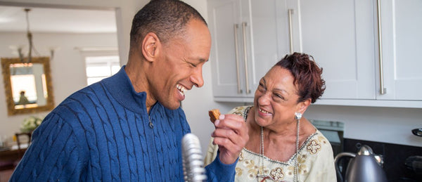 Man with elderly mother