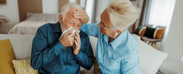 Elderly couple in winter