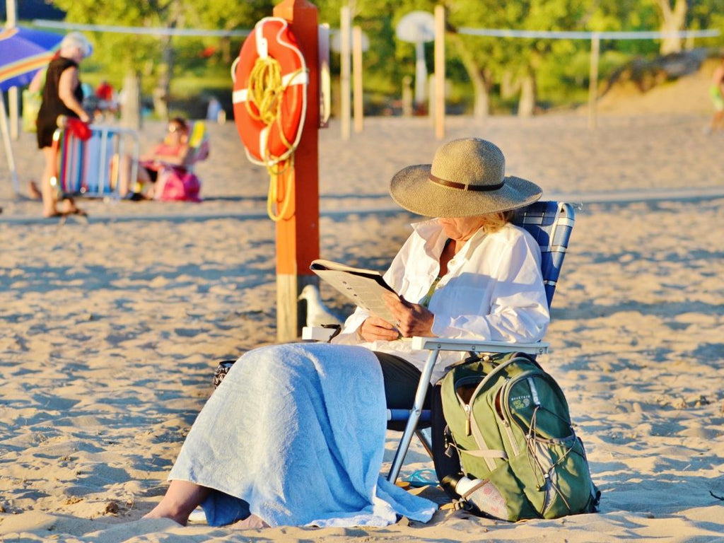 Elderly woman at the beach