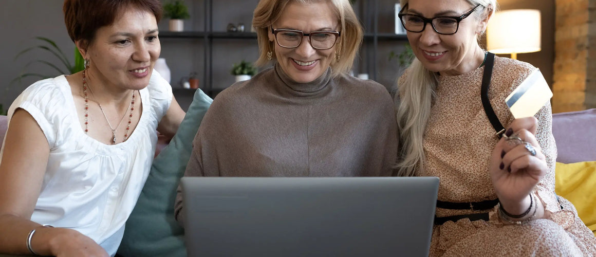 Elderly woman shopping online