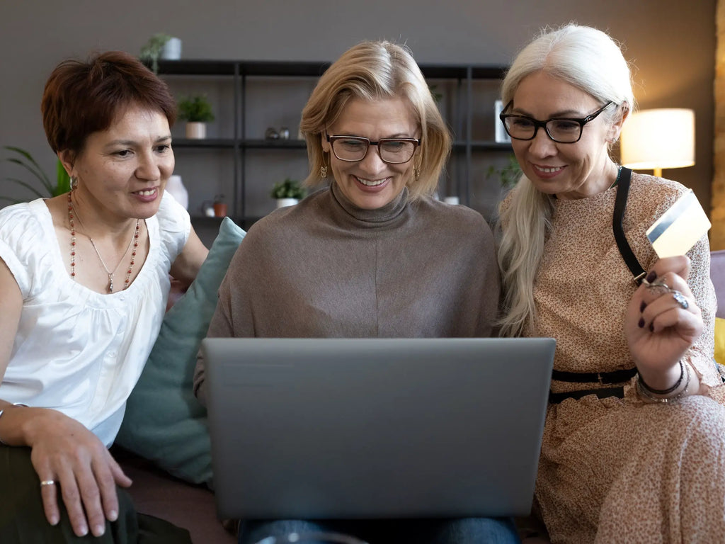 Elderly woman shopping online