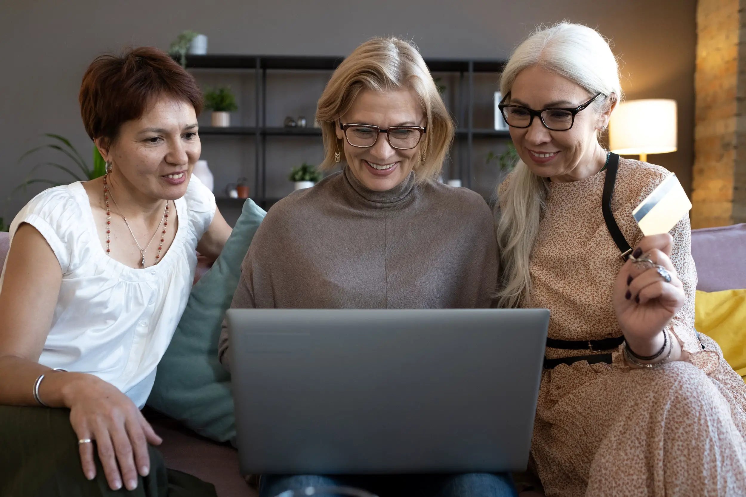Elderly woman shopping online