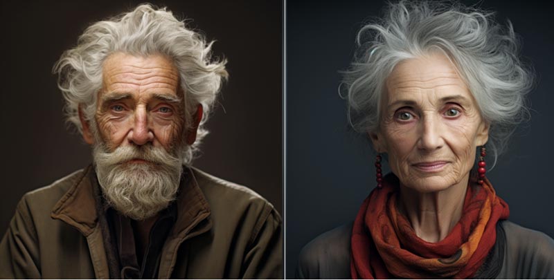AI generated picture of elderly people in the future