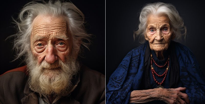 AI generated images of elderly man and woman