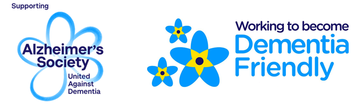 Dementia Friendly and Alzheimers Society logos