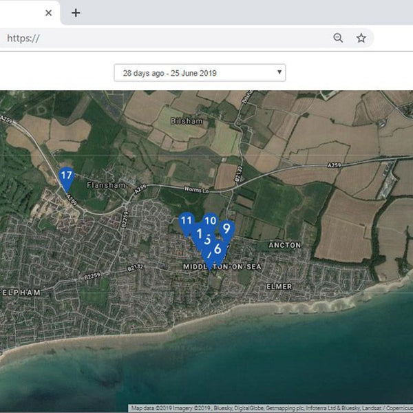 Family members can view the current GPS device location and location history through a secure website.