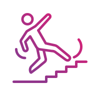 Elderly person walking up stairs