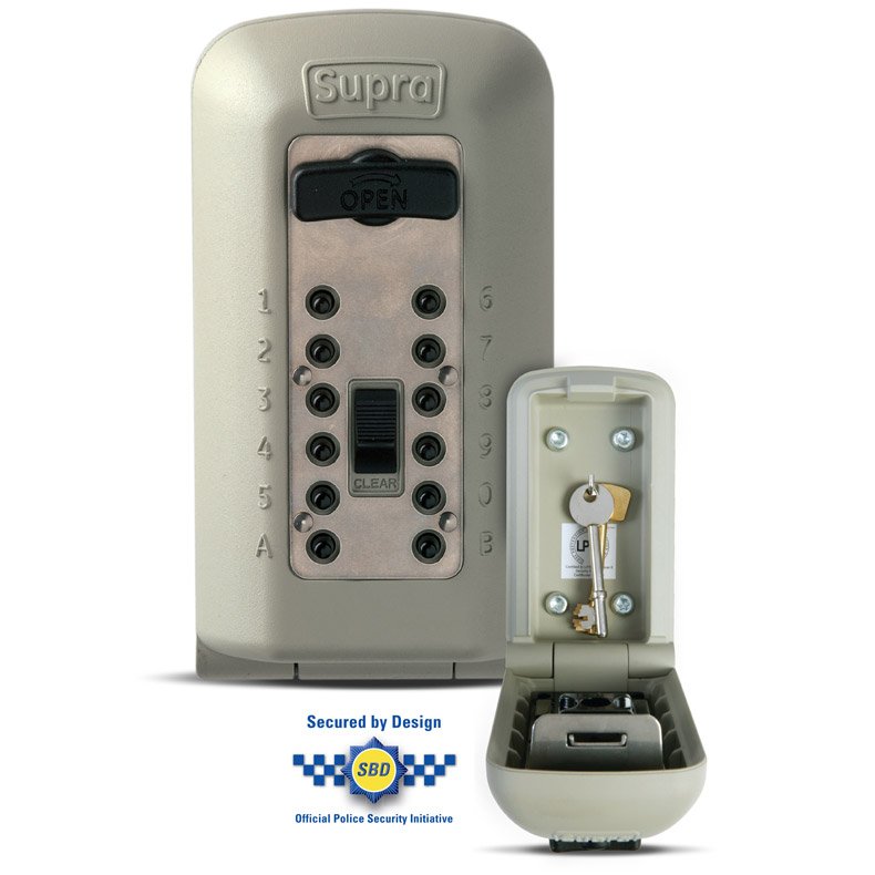 Supra security lock box with key storage on a white background