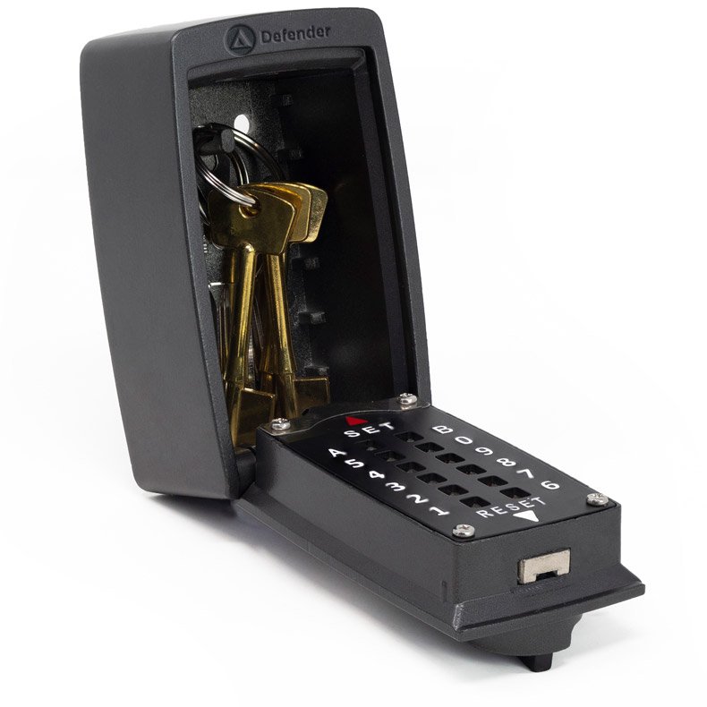Key safe with keys inside on a white background