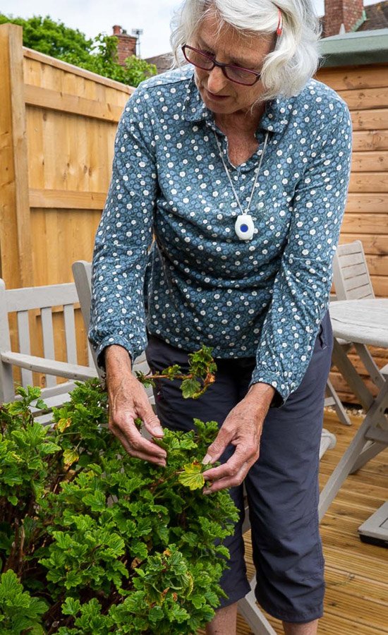 Elderly lady in garden