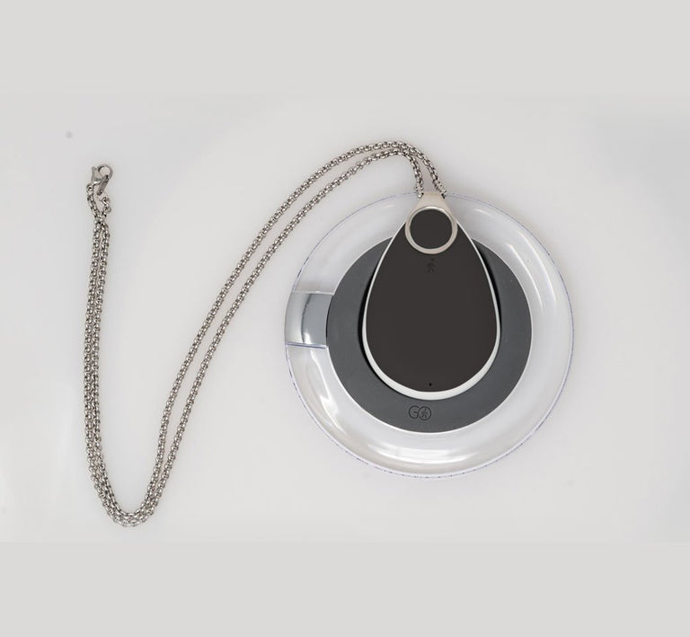 GO pendant on grey background