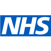 NHS logo with blue background
