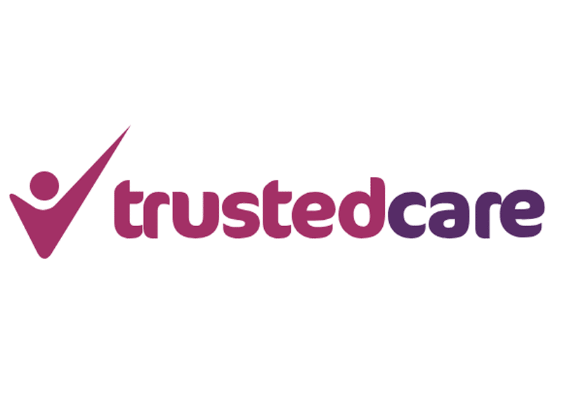 TrustedCare logo in purple on a white background