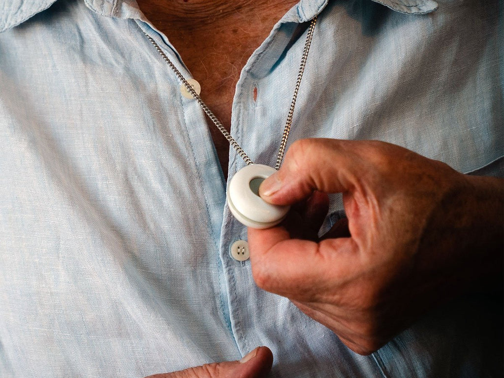 Close up of digital personal alarm