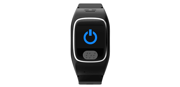 Smartwatch with blue power button